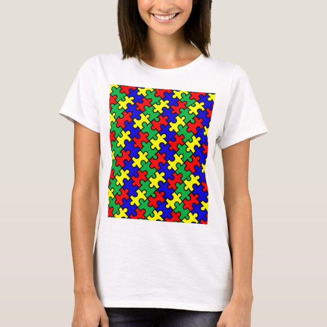Camiseta Padrão contínuo de quebra-cabeça (Frente)