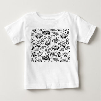 Camiseta Padrão contínuo desenhado à mão psicodélico de lin