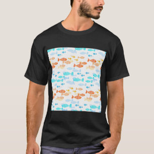 Camiseta Padrão contínuo fofo com peixes coloridos