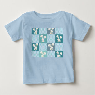 Camiseta Padrão contínuo xadrez floral elegante em So