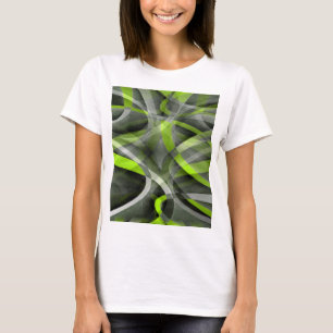 Camiseta Padrão Curva Cinza e Limão Estilizado dos Anos Oit