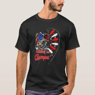 Camiseta Padrão da Bandeira Americana de Pescador Preso em