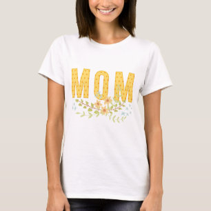Camiseta Padrão da Mãe Floral Amarela
