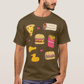 Camiseta Padrão das Comidas de Cute Takeaway