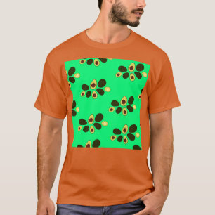 Camiseta padrão de abacates agrupados com fundo azul