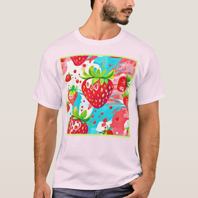 Camiseta Padrão de abertura de morango (Frente)
