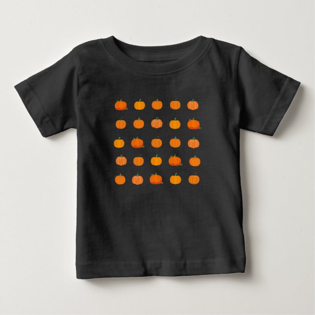 Camiseta Padrão de Abóboras Laranja (Frente)