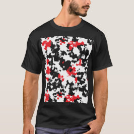 Camiseta Padrão De Abstrato Branco E Preto Vermelho Cristal