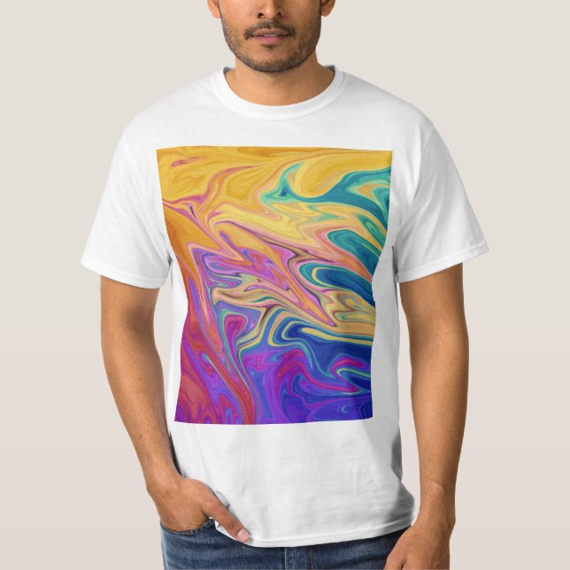 Camiseta Padrão de abstrato colorida (Frente)
