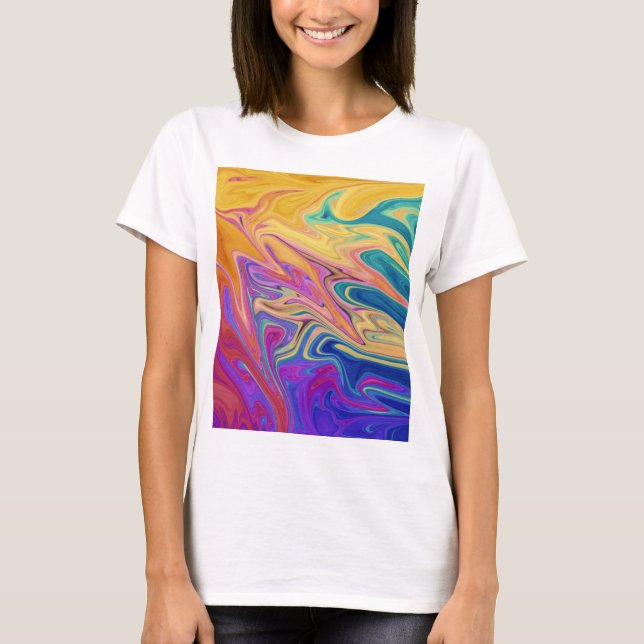 Camiseta Padrão de abstrato colorida (Frente)