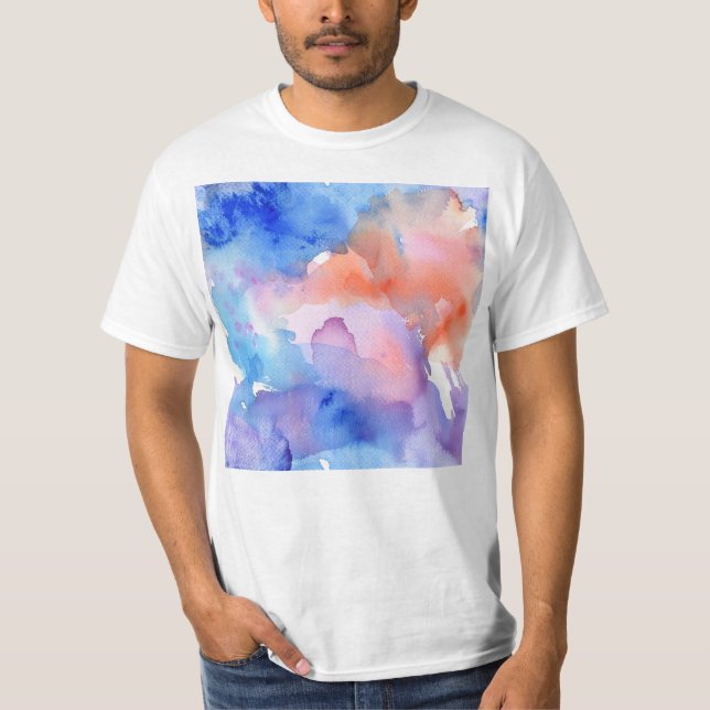 Camiseta Padrão de Abstrato de Aquarela com Til (Frente)