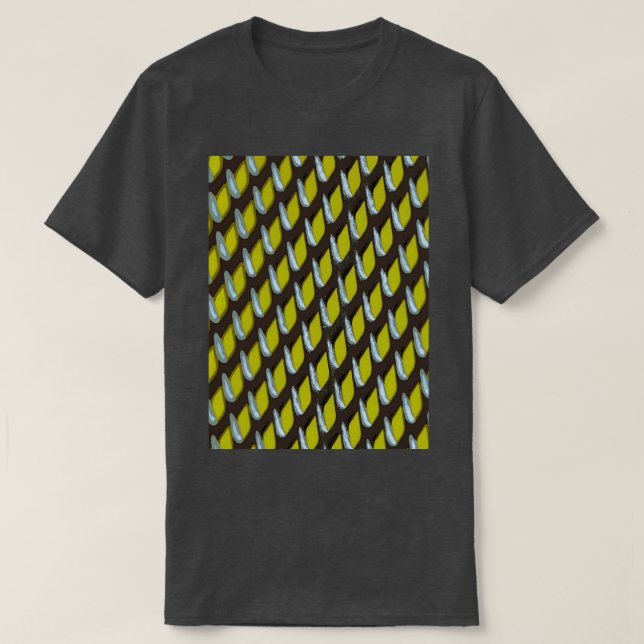 Camiseta Padrão de Abstrato de Grata de Cinza com Amarelo B (Frente do Design)