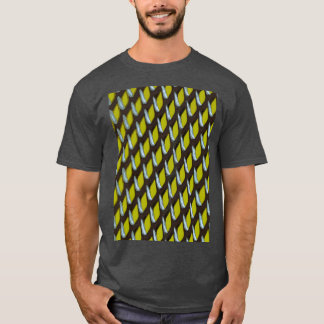 Camiseta Padrão de Abstrato de Grata de Cinza com Amarelo B