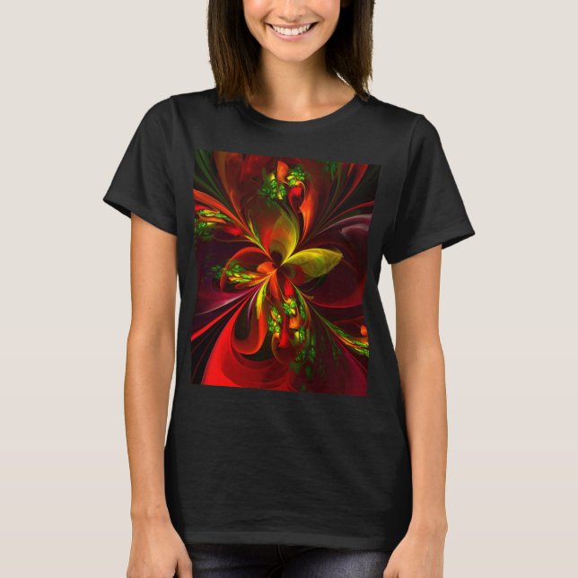 Camiseta Padrão de Abstrato Floral Verde Moderno #05 (Frente)