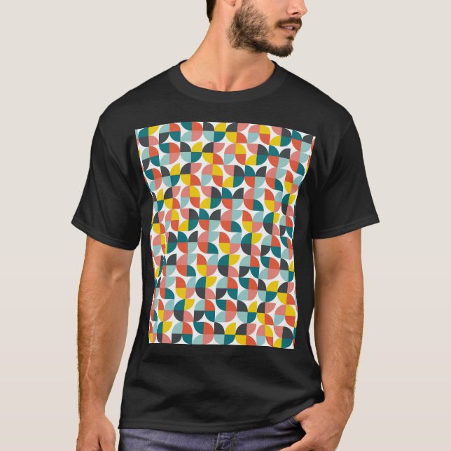 Camiseta Padrão de Abstrato Geométrico Colorida (Frente)
