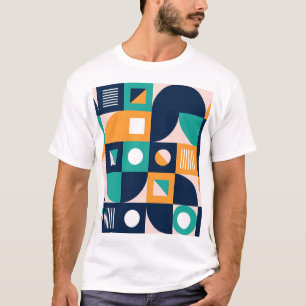 Camiseta Padrão de abstrato geométrico: design colorido e m