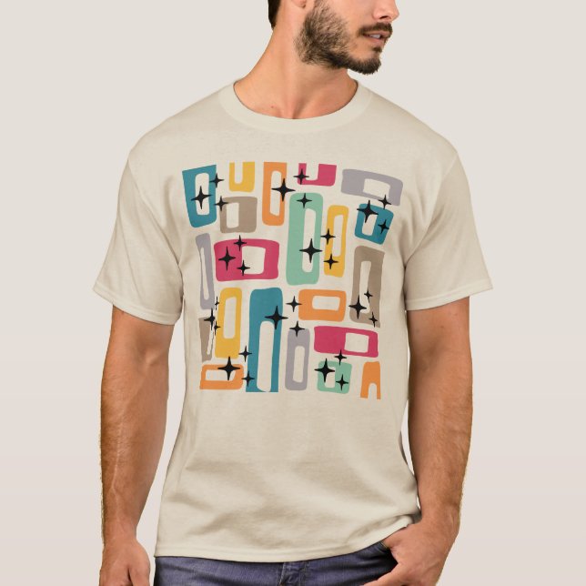 Camiseta Padrão de Abstrato Moderno do Meio século Retroati (Frente)