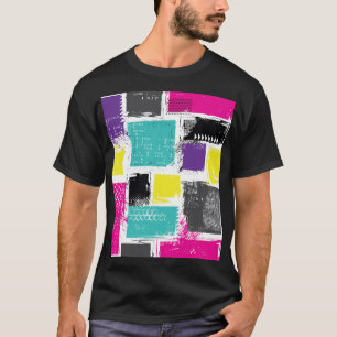 Camiseta Padrão de Abstrato retrô neon-quadrado