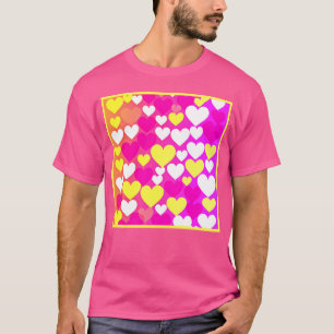 Camiseta Padrão de Amor Coração Colorida