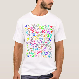 Camiseta Padrão de Âncora do Barco Colorido