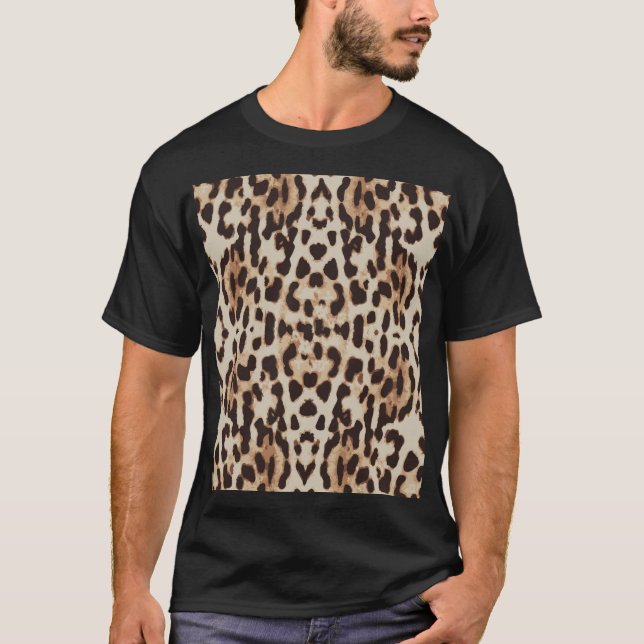 Camiseta Padrão de Animais de Impressão do Leopard (Frente)