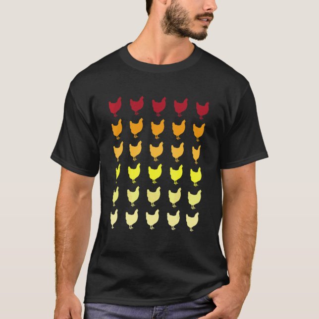 Camiseta Padrão de Animal Retro de Frango (Frente)