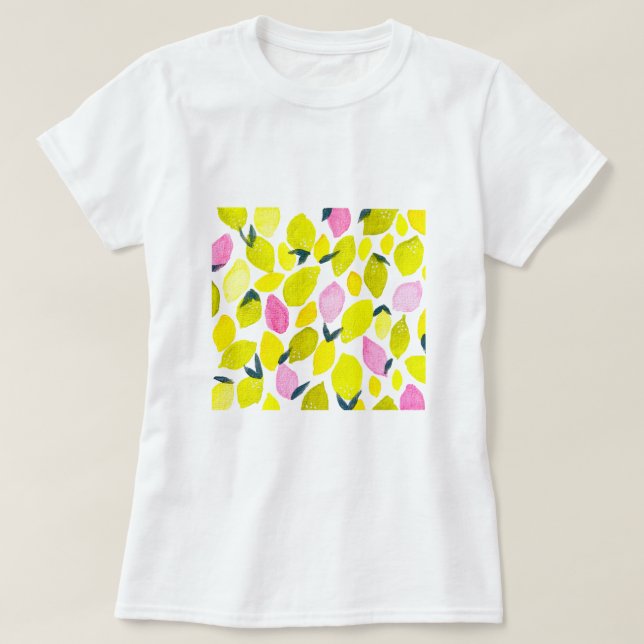 Camiseta Padrão de aquarela de limão (Frente do Design)