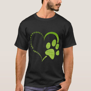 Camiseta Padrão de aquarela verde Impressão de pata de cach
