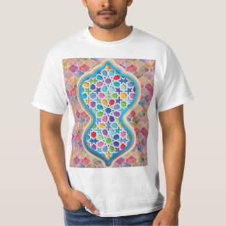 Camiseta Padrão de Arco Zellige Islâmico Marroquino Colorid