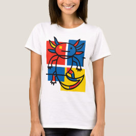 Camiseta Padrão de Arte Abstrata Divertido de Axolote Piet 