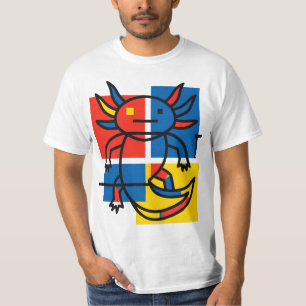 Camiseta Padrão de Arte Abstrata Divertido de Axolote Piet