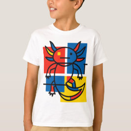 Camiseta Padrão de Arte Abstrata Divertido de Axolote Piet 