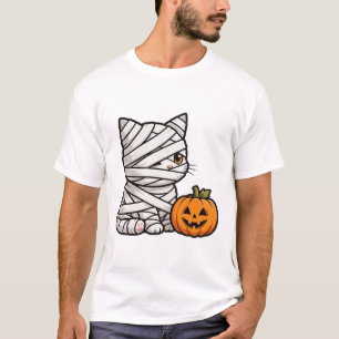 Camiseta Padrão de Arte de Fantasia de Halloween de Gatinho