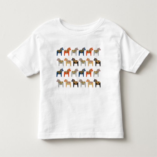 Camiseta Padrão de Arte Folclórica Sueca Dala Horse (Frente)