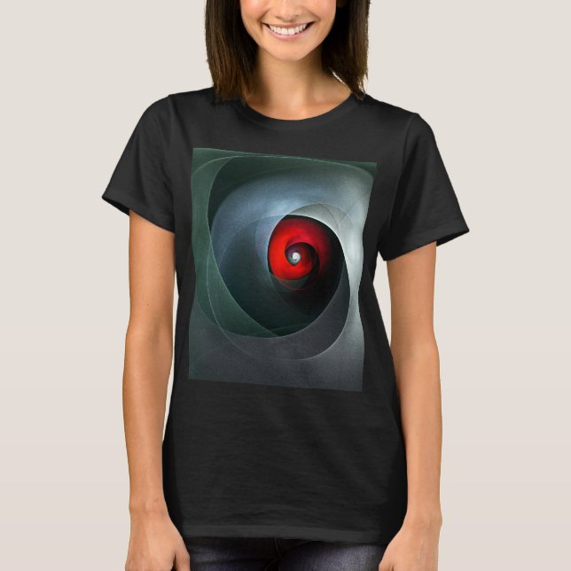 Camiseta Padrão de Arte Moderna Abstrato de Roteiro Vermelh (Frente)