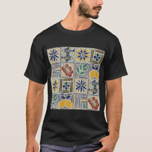 Camiseta Padrão de azulejo mediterrâneo em grande escala co