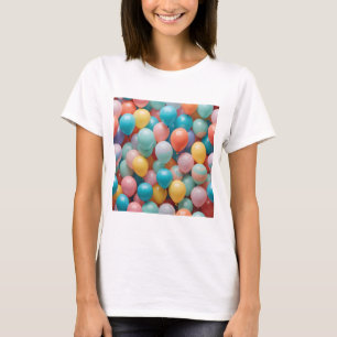 Camiseta Padrão de Balões Coloridos de Festa 