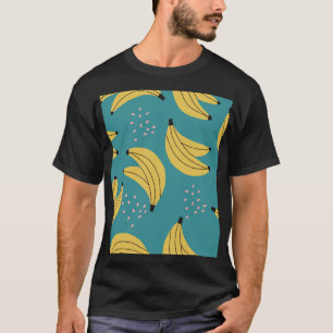 Camiseta Padrão de banana da safra, fundo azul.