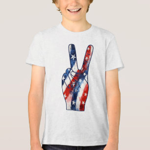 Camiseta Padrão de Bandeira dos EUA com Sinal de Paz Patrió