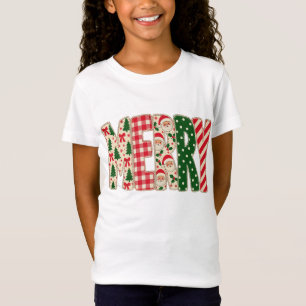 Camiseta Padrão de Bastão de Natal   Vermelho & Verde H