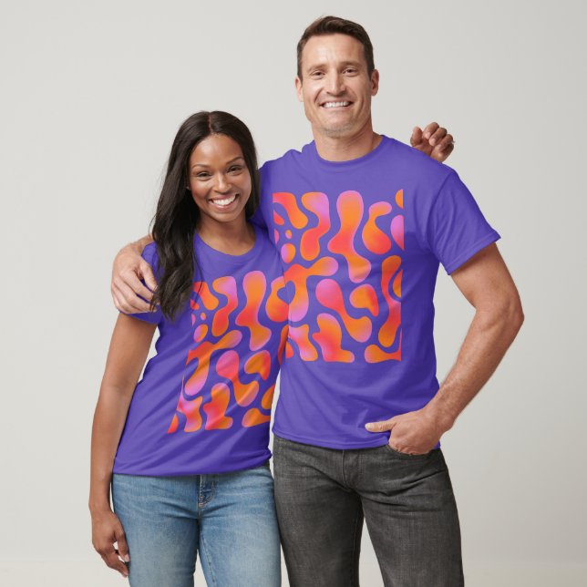 Camiseta Padrão de Blobs de Gradiente Moderno em Rosa e Lar (Unissex)