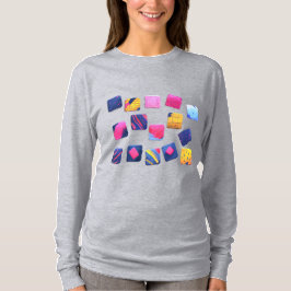 Camiseta Padrão de Blocos Coloridos Abstratos