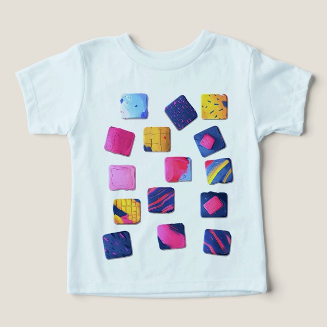 Camiseta Padrão de blocos coloridos do abstrato (Design frontal)