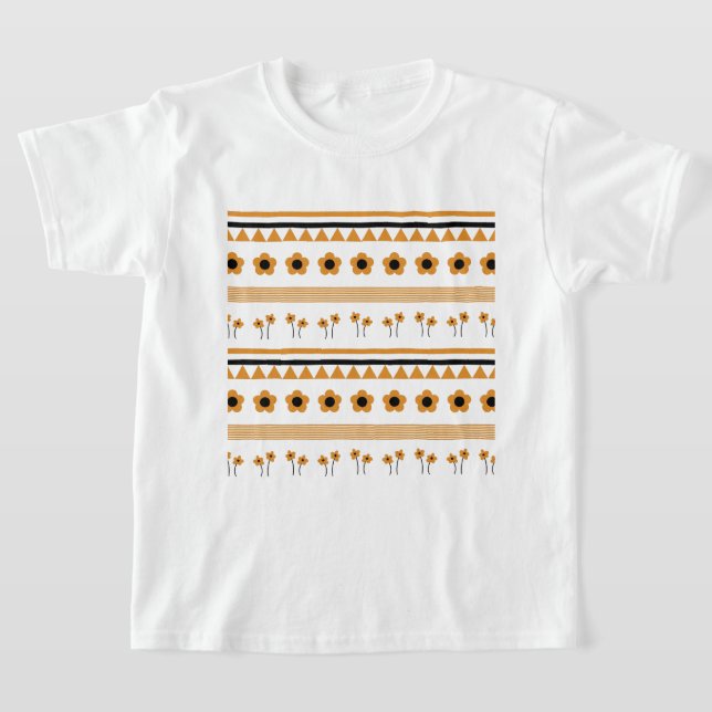 Camiseta Padrão de Boho do Triângulo do Flor de Faixa de Bo (Postura )
