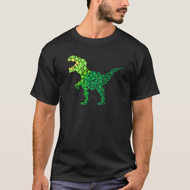 Camiseta Padrão de Bolinhas do Dot Day TRexs Dinossaur Love (Frente)