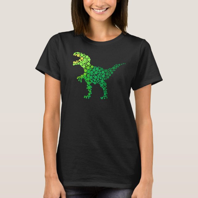 Camiseta Padrão de Bolinhas do Dot Day TRexs Dinossaur Love (Frente)