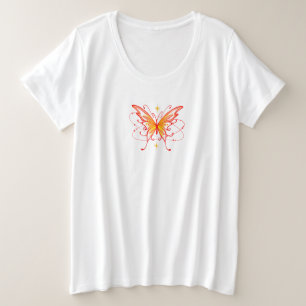 Camiseta Padrão de borboleta de desenho de linha vermelha d