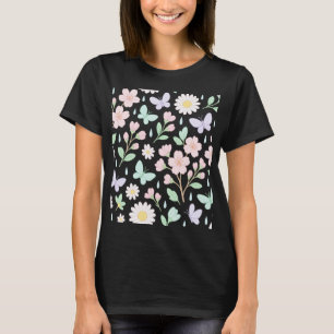 Camiseta Padrão de borboleta do primavera Blossom