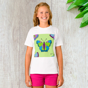 Camiseta Padrão de Borboleta em Remendo no Verde