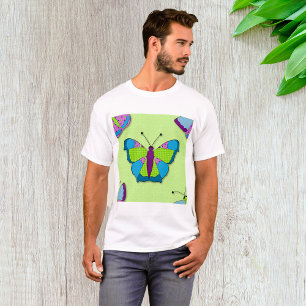 Camiseta Padrão de Borboleta em Remendo no Verde